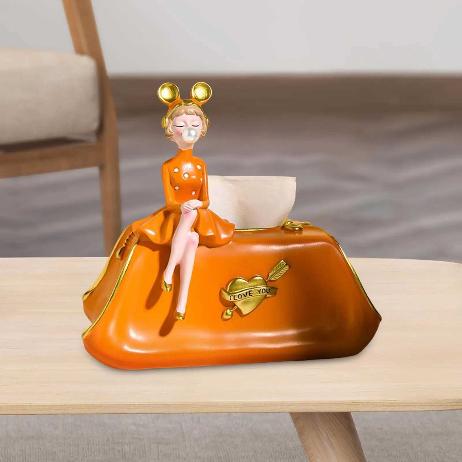 Girl Tissue Box Decorative Ornament for Office Dresser Bedroom C251120