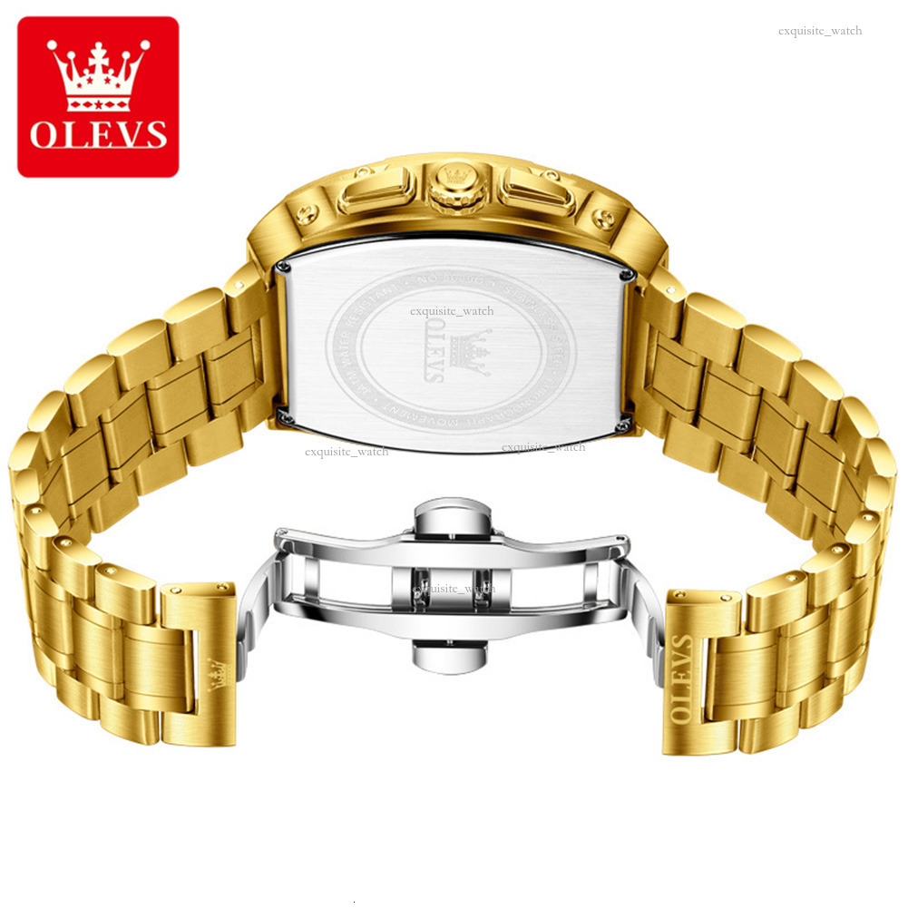 OLEVS Designer Men's Watch Bucket Multi-functional Best-selling Waterproof Steel Band Quartz Men's Gold Luxury Watch Free Delivery And Whole