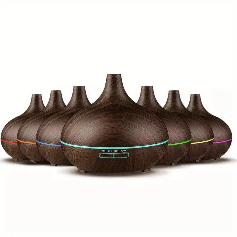 550ml Essential Oil Diffuser, Remote Control, Ultrasonic Humidifier, 7 Color LED Light with 6 Oil