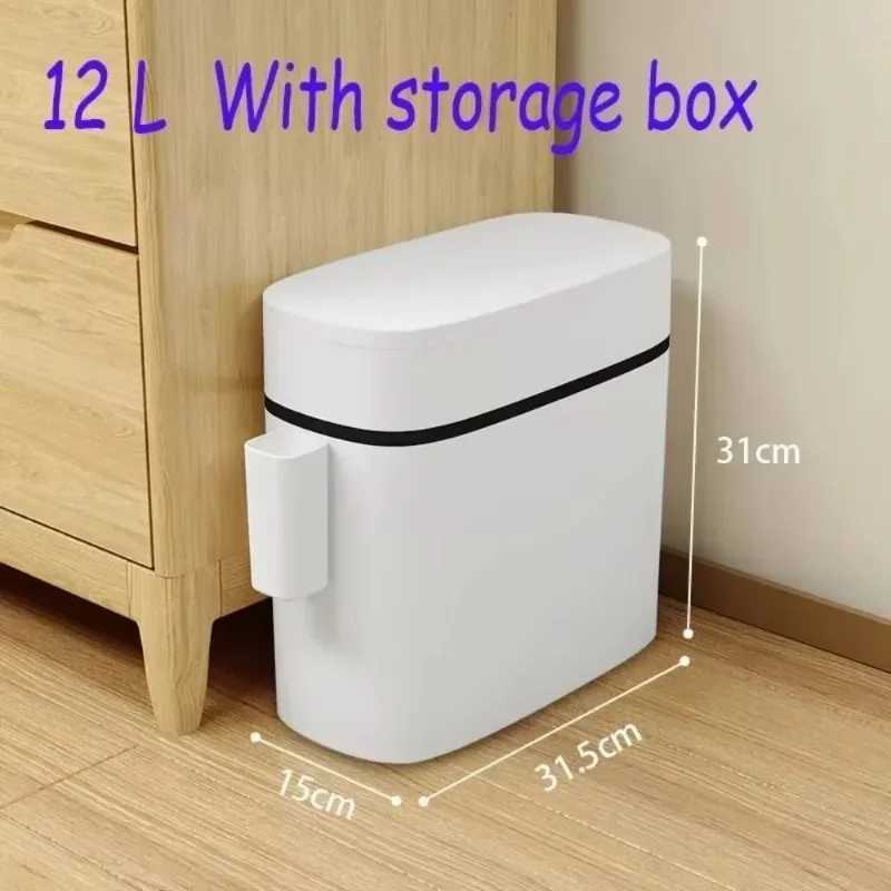 Wastebasket for Kitchen Bathroom Waste Bin Home Press-type Large Capacity Trash Can with Storage Box Waterproof Narrow Trash Can C251120