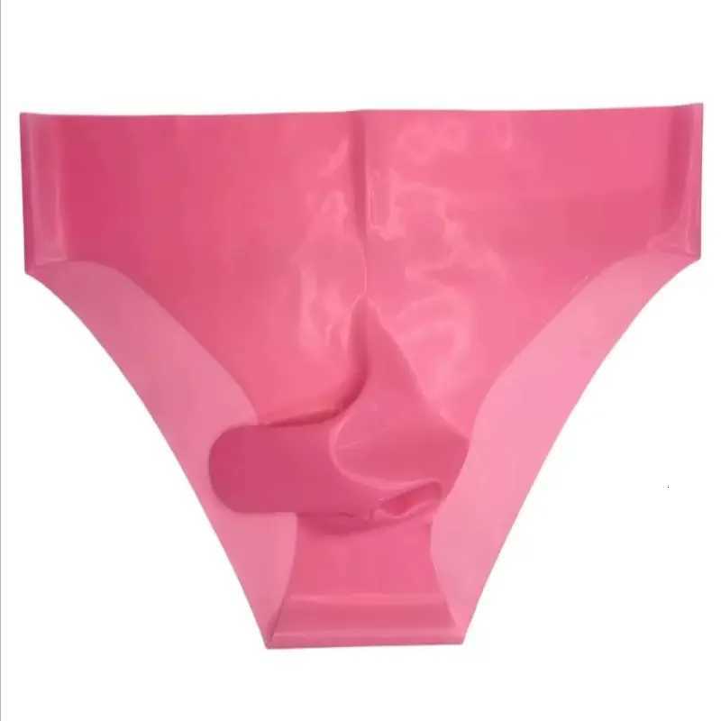 Mens Sexy Latex Underpants Seamless Sheath Briefs See-Through Sissy Couple Low Waist Panties Erotic Rubber Tight Safety PantiesW251120