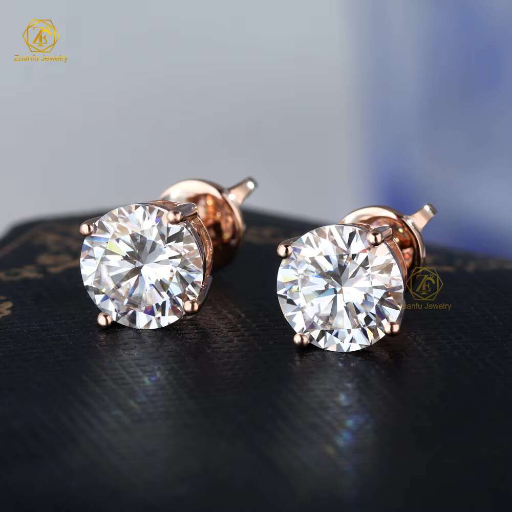 IGI Certified 0.5ct-2ct Lab Grown Diamond Earrings Elegant 10K-14K Solid Rose Gold Screw Lock Solitaire CVD Diamond Jewelry