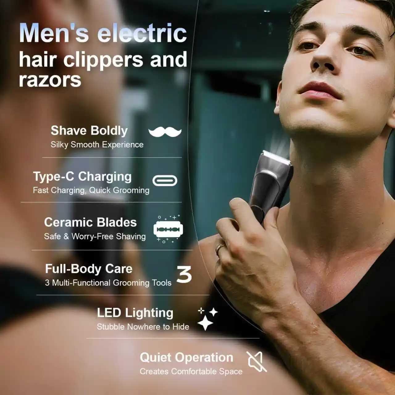 2025 Electric HairClipper Men Haircut Machine Beard Machine Shaving Body Hair Trimmer Clippers Barber Gentleman Shaver WashableT251120