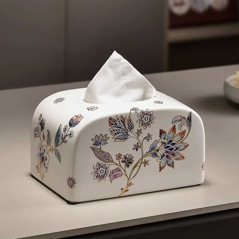 Vintage Ceramic Tissue Boxes Elegant Morden Nordic Tissue Boxes Luxury Hand Painting Design Napkin Cases Kitchen Decorations C251120