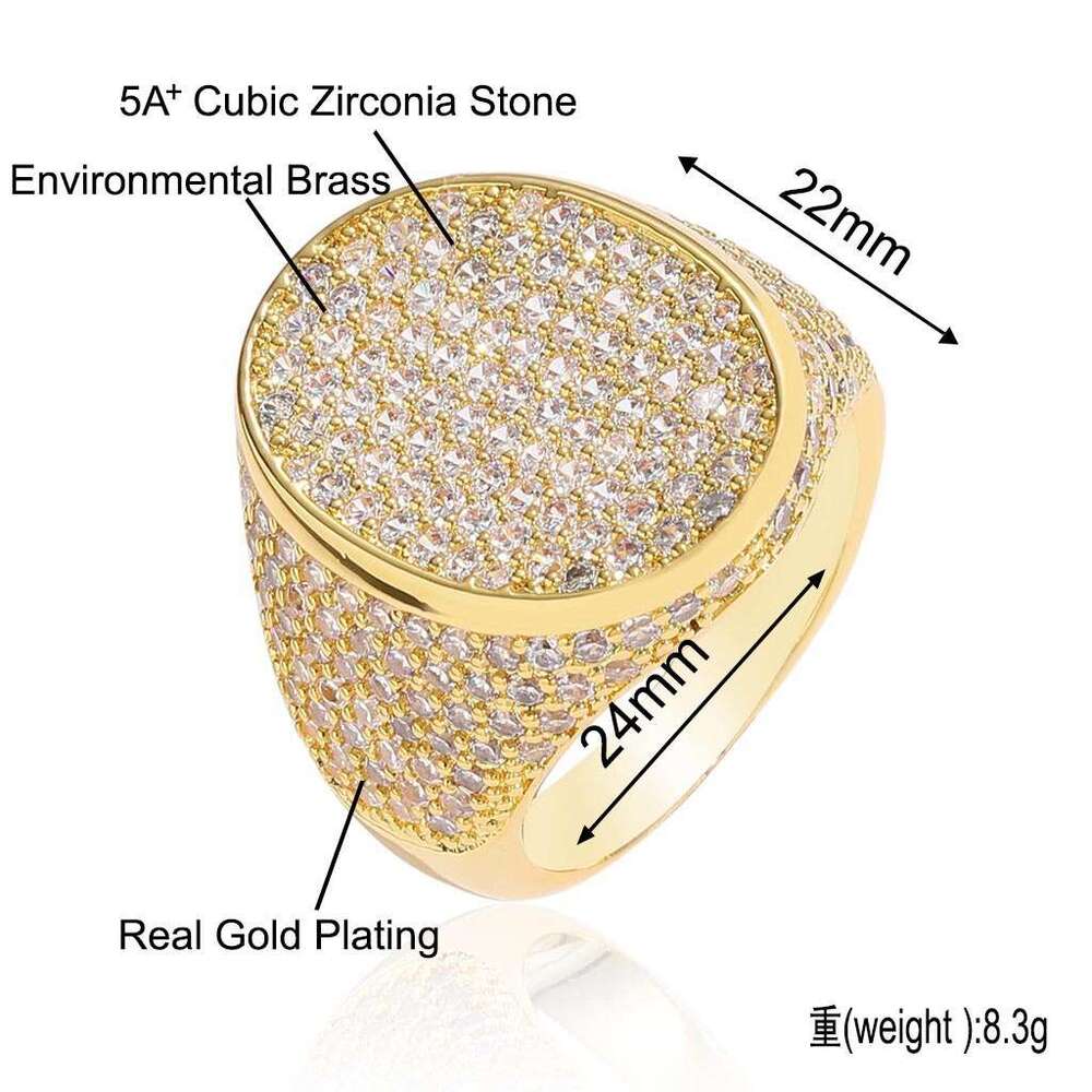 Luxury designer Oval micro-inlaid Ice out VVS Moissanite and all diamonds, Hip-hop men and women Rap diamond ring free shipping