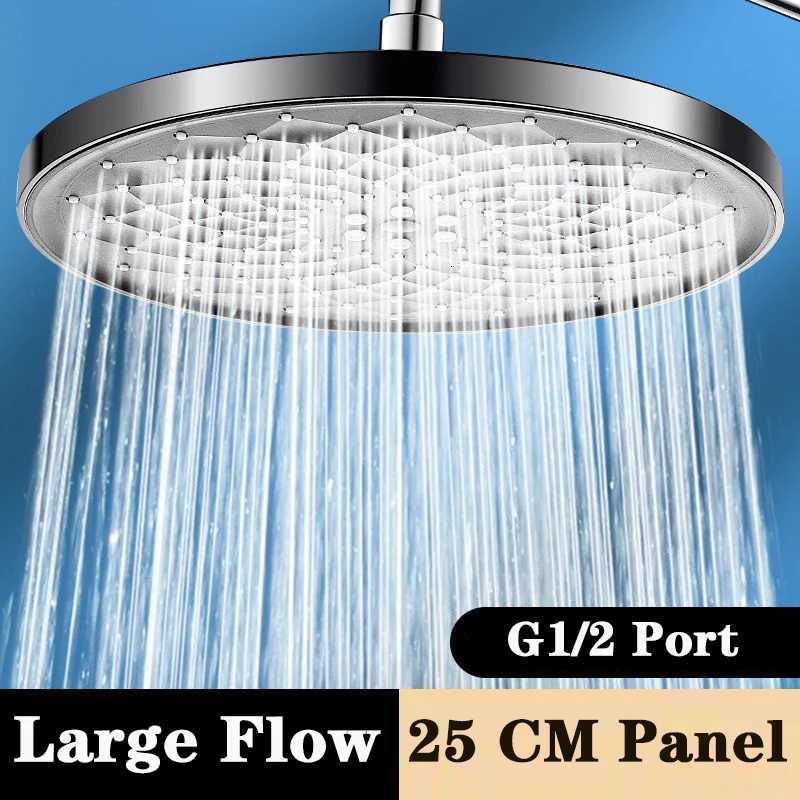 25 CM Large Flow High Pressure Ceiling Mounted Shower Head 5 Modes Big Panel Spray Nozzle Rainfall Supercharge Bathroom ShowerM251120