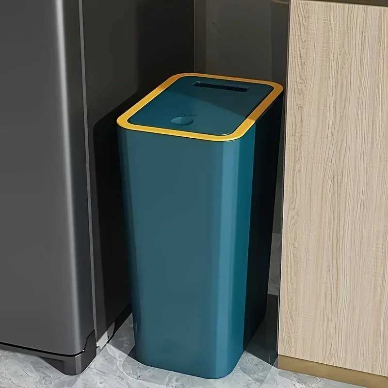 10L Odor Proof Trash Can with One-Touch Modern Design Durable Plastic Bathroom Kitchen Bin Space Saving Leakproof 1 C251120