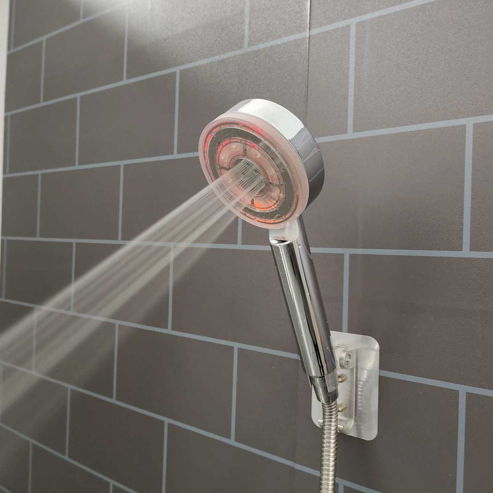 New LED 5 Modes Shower Head Rainfall SPA Temperature Control Shower Pressurized Water Saving 3/7 Colors Handheld Bathroom ShowerM251120
