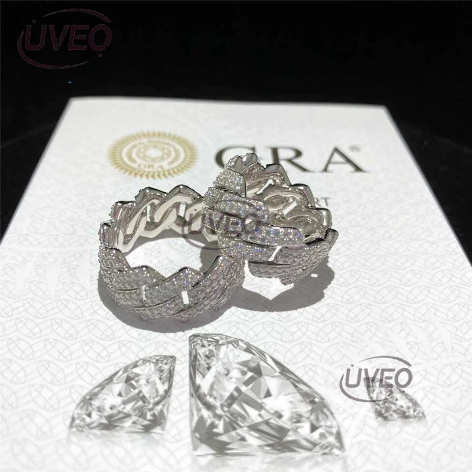 Band Cuban Custom Hip Hop Sterg Vvs Moissanite Dia Rings Men Iced Out Sier Ring Gold Plated For Women Jewelry Gift