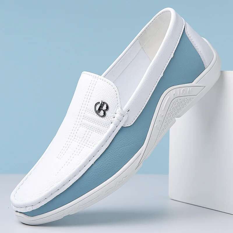 Extra Large Size White Spring and Autumn Versatile Sneakers Casual Men Leather Shoes