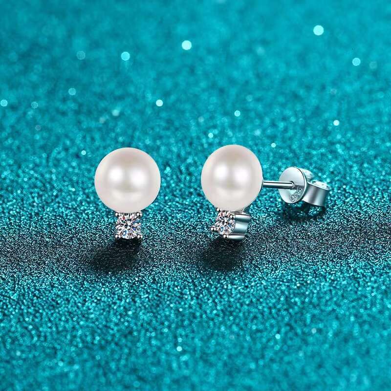 Classic and pure sier spodumene freshwater pearl earrings, fashionable "eternal love" party gift
