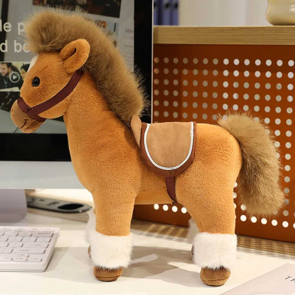 15cm Simation Brown Horse Plush Toys White Horse Stuffed Soft Dolls With Saddles Chinese New Year Mascot Gifts C251202