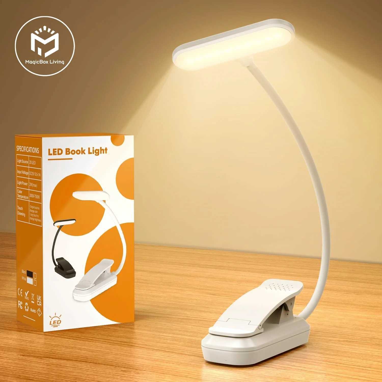 USB Rechargeable 20 Led Clip On Book Light Adjustable Brightness Reading Light Portable Read Light Kids Book Lamp Night Light M251120