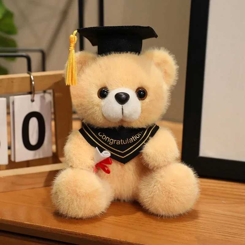 18cm Cute Doctor Cap Bear Doll Clothes Bear Stuffed Animals Plush Toys Boys Girls Students Graduation Gift Home Decoration G251120