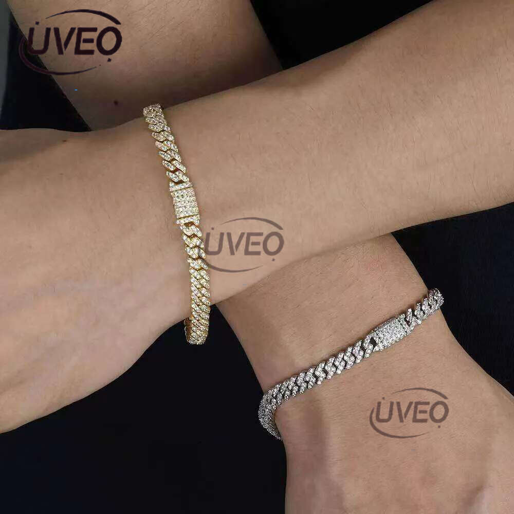 bracelet pendant necklaces fine jewelry 8mm VVS moissanite necklace cuban k sterg sier women men chain miami cubank Free delivery