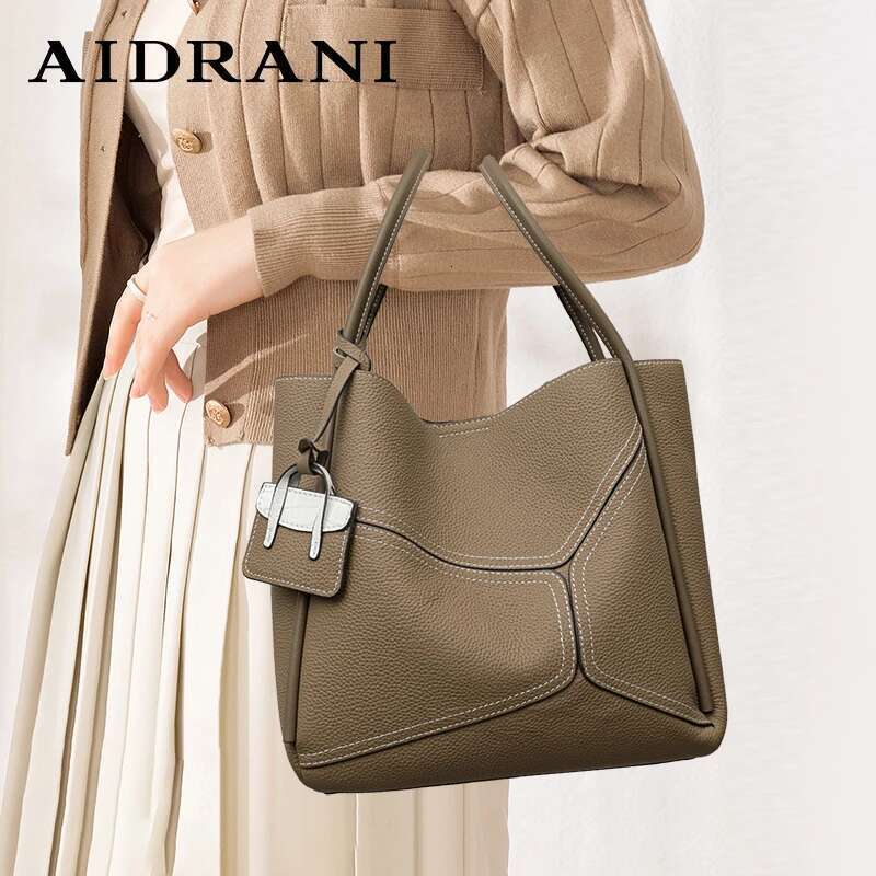 Aidrani New Women's Genuine Leather Bag, 100% Soft Cowhide Material Handbag, Portable Outdoor Bag