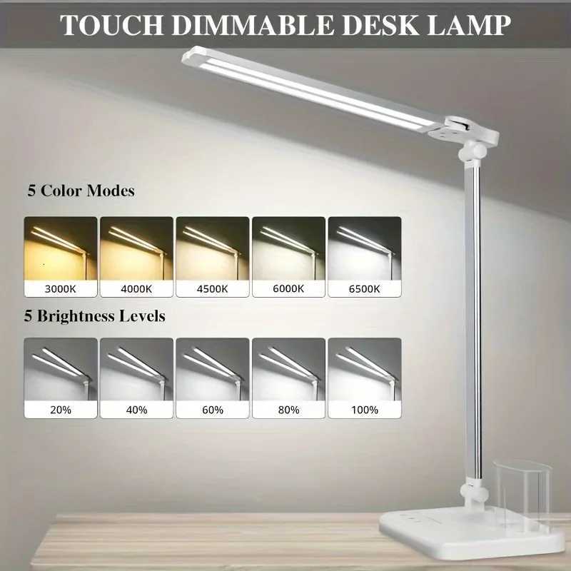 Dual Swing- Table Lamp LED Desk Lamp Dimmable Adjustable Reading Light for Home Office Bedroom Study and Craft M251120