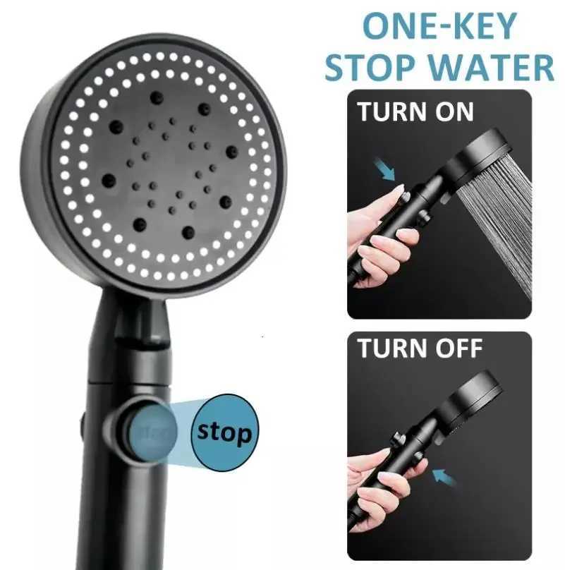 5 Modes Handheld Shower Head with ON/OFF Switch High Pressure Bathroom Shower Head Spray Nozzle with 15M Hose and HolderM251120