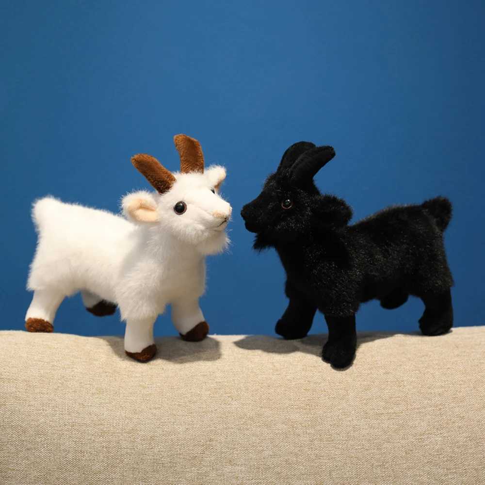 8 Inch Black Goat Plush Keychain Toys Realistic Stuffed White Goat Key Ring Holder Soft Dolls Functional Gifts For Friend C251202