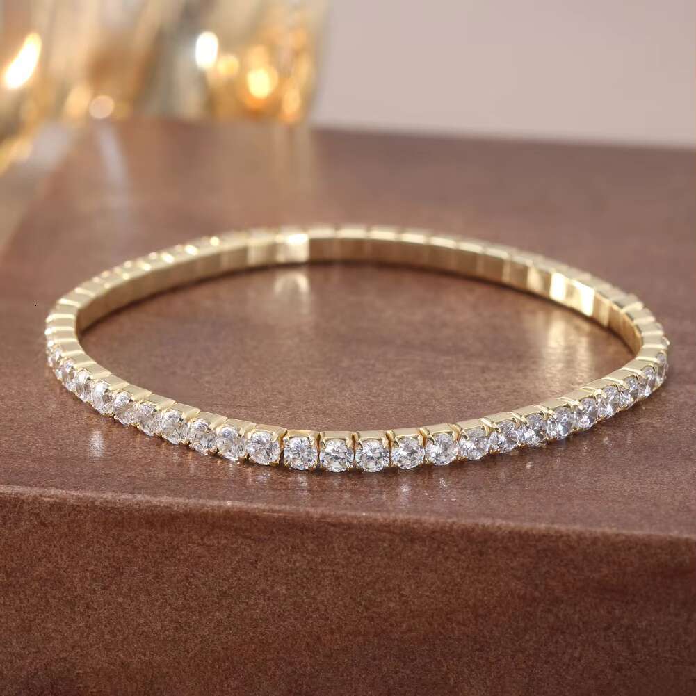 RINNTIN SB217 Exquisite 3mm Stretchable Tennis Bracelet, Sparkg Sier Bracelet for Women's Accessories