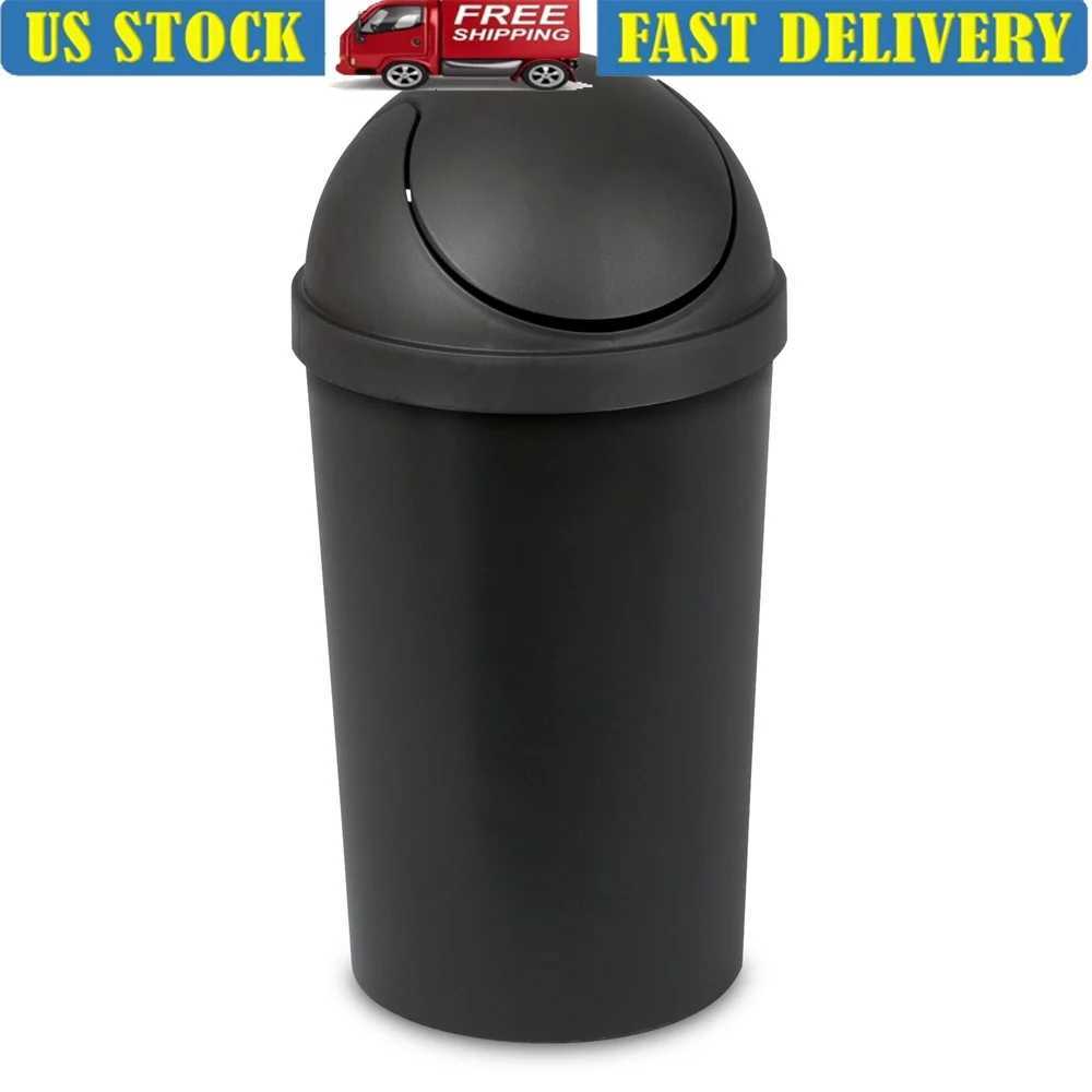 Round Plastic Swing Top Trash Can 3 Gallon Wastebasket Easy Clean Lid Ideal Bathroom Office Indoor Use C251120