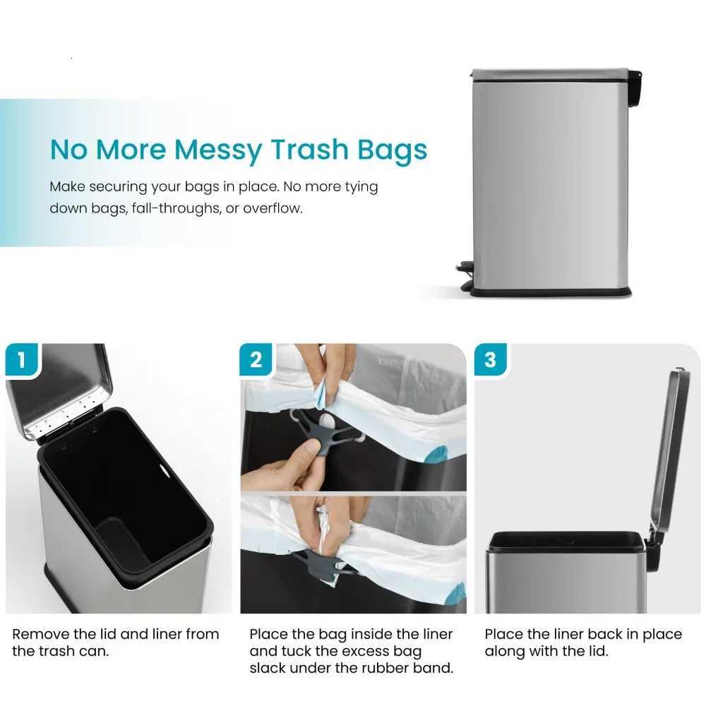 8 Gallon Slim Kitchen Trash Can with Soft Close Lid Step Pedal Bag Tuck Band and Removable Liner StainlSteel Silver C251120