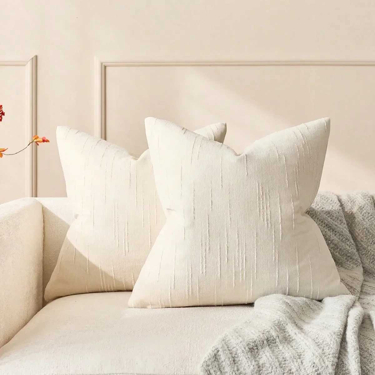 Pillow Case 1pcs Beige Faux Linen Cushion Cover 45x45CM Geometric Boho Throw Cover Decorative Home Cushion for Sofa Bed case C251120