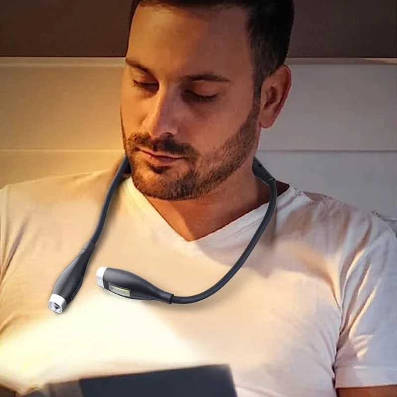 LED Neck Reading Light Bendable Arms Book Light Hands Free Reading Lamp Rechargeable for Night Running Walking Knitting Camping M251120