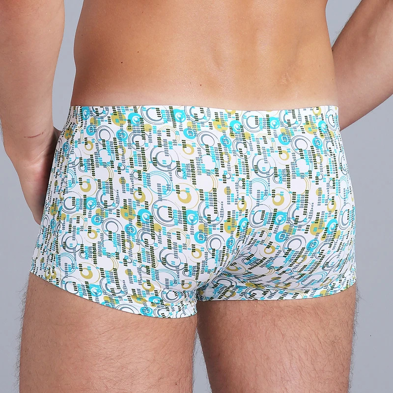 Mens underwear fashion printing sexy boxing shorts mens ultrathin seamless ice silk 250417