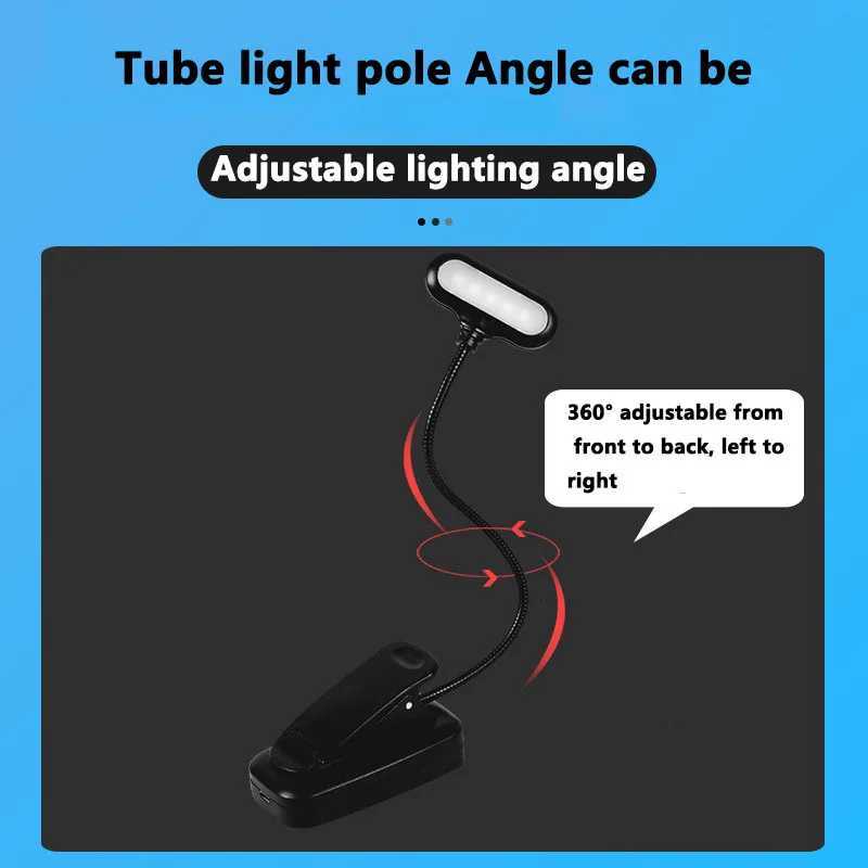 LED Bedside Reading Lamp USB Powered Clip-On with 360 Degree Rotation Eye-care Design and Compact Foldable Body M251120