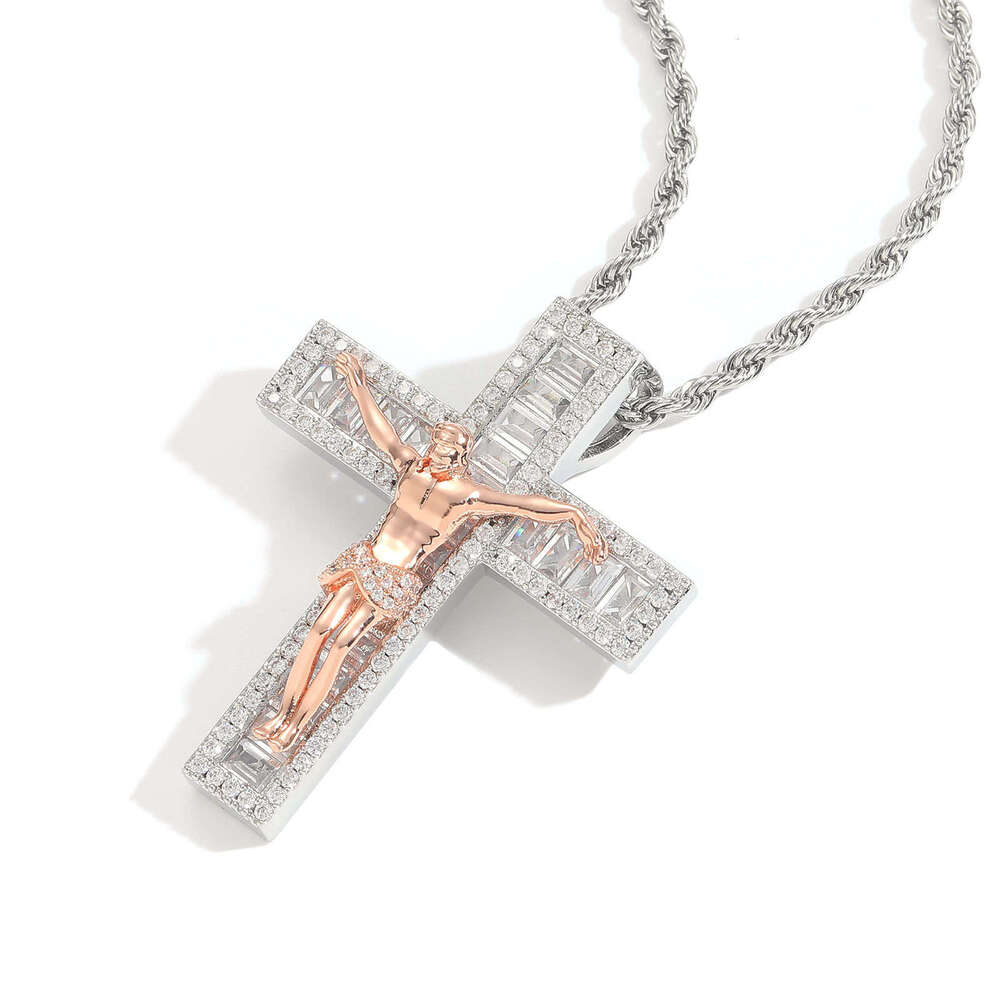 Luxury necklace cross copper micro-inlaid ice out VVS Moissanite hip Hop pendant for men and women Free delivery