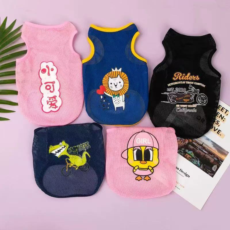 T003 Summer Clothes Thin Mesh Dog Vest Cat Teddy Bichon Pomeranian Pet Clothing One Piece Dropshipping