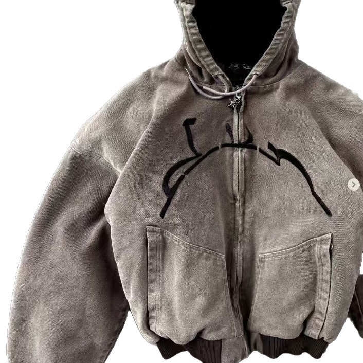 American Vintage Denim Y2K Clothes Men Women Hip Hop Letter Patchwork Embroidery Rhinestones Oversized Jacket Casual Coat 251107