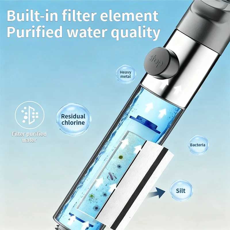 Adjustable Shower Head 3 Mode Rainfall Shower Large Flow Showerhead High Pressure Water Saving Shower Mixer Bathroom AccessorieM251120