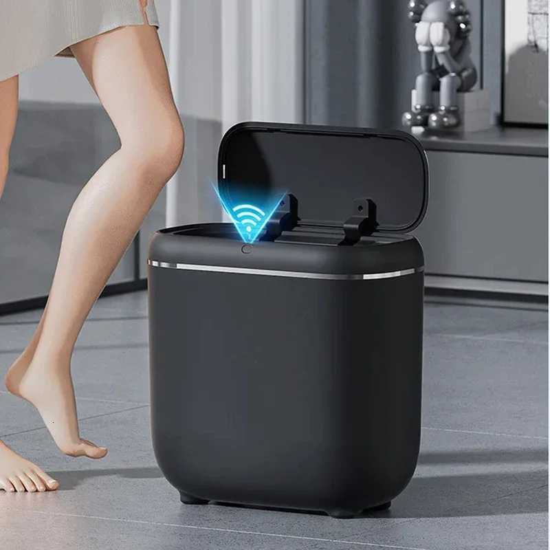 Trash Can Smart Waterproof Auto Sensing Uncovered Trash Can Space Saving Narrow Gap Version Bathroom Kitchen Household Items C251120