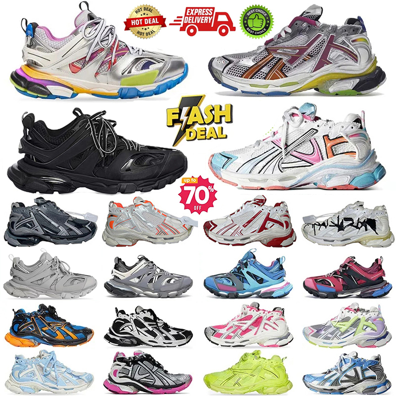 Designer Runner 7.0 7.5 Casual Shoes Track 3.0 Sneaker Paris Triple White Black Pink Grey Beige Gomma Leather Men Women Nylon Printed outdoor Trainers Eur 35-46