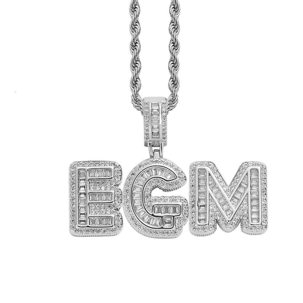 Hip Hop personalized rock candy alphanumeric combination pendant T square Ice out VVS Moissamite necklace for men and women Free delivery