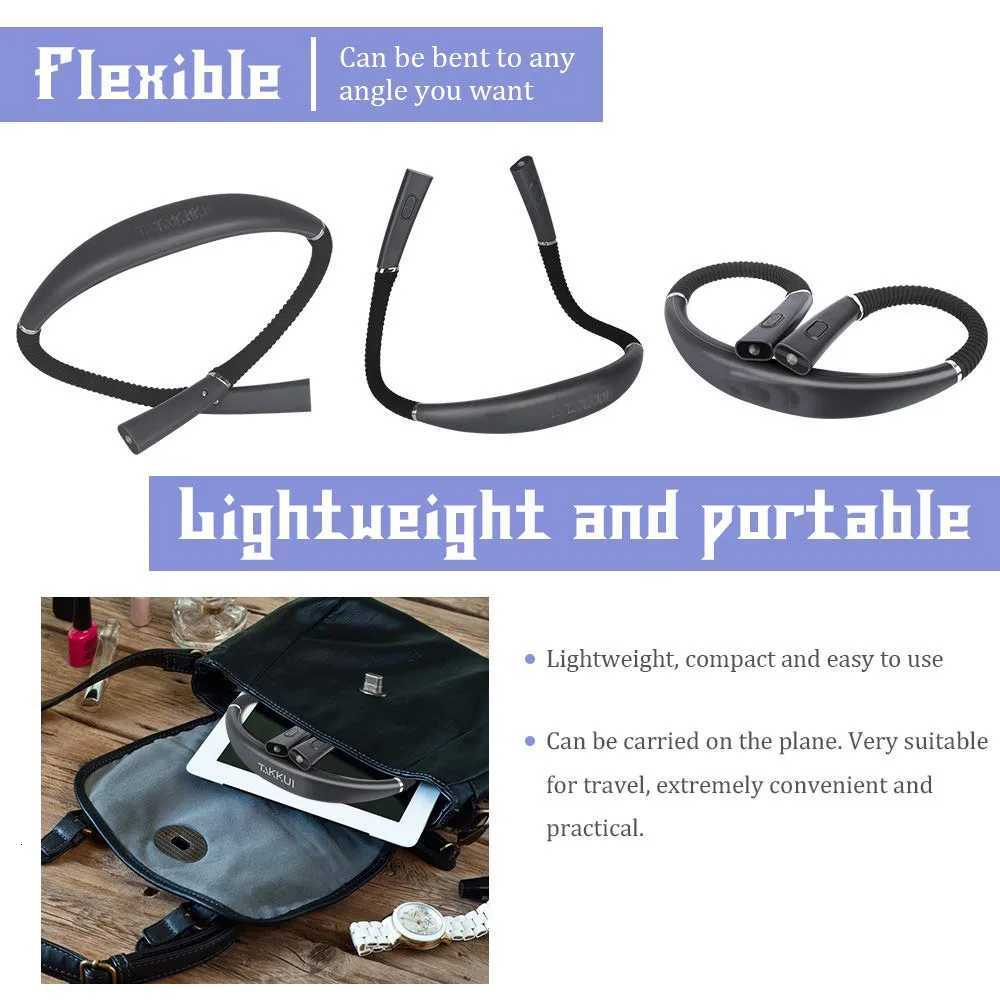 Night Reading LED Lighting Book Light Folding Double Headed Portable Tricolor Hanging Neck Reading Light Protecting Vision M251120