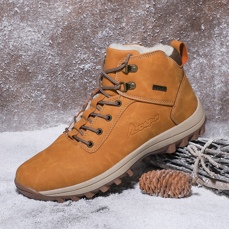 Large Size Winter High-Top Unisex Shoes Warm Cotton Sneakers Non-Slip Outdoor Snow Boots & Hiking Shoes Comfortable Men's Athletic Footwear