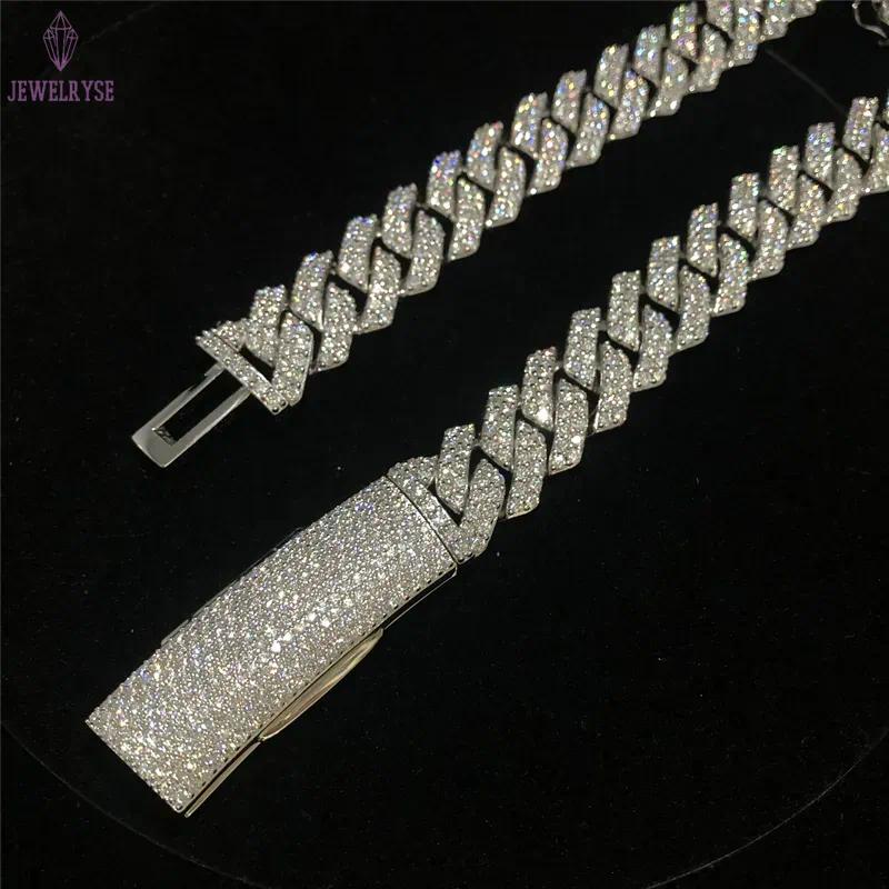 High Quality Iced Out Cuban necklace Pass Diamond Tester VVS Moissanite Hip Hop Jewelry Cuban Bracelet 15MM 925 Sterling Silver Cuban Links