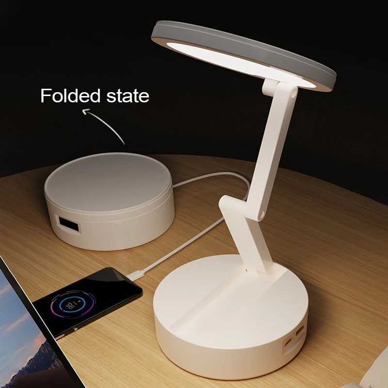 Portable Foldable Lamp With Clock USB Charging Type Fold LED Desk Lamp Energy Saving Rechargeable LED Reading Light M251120