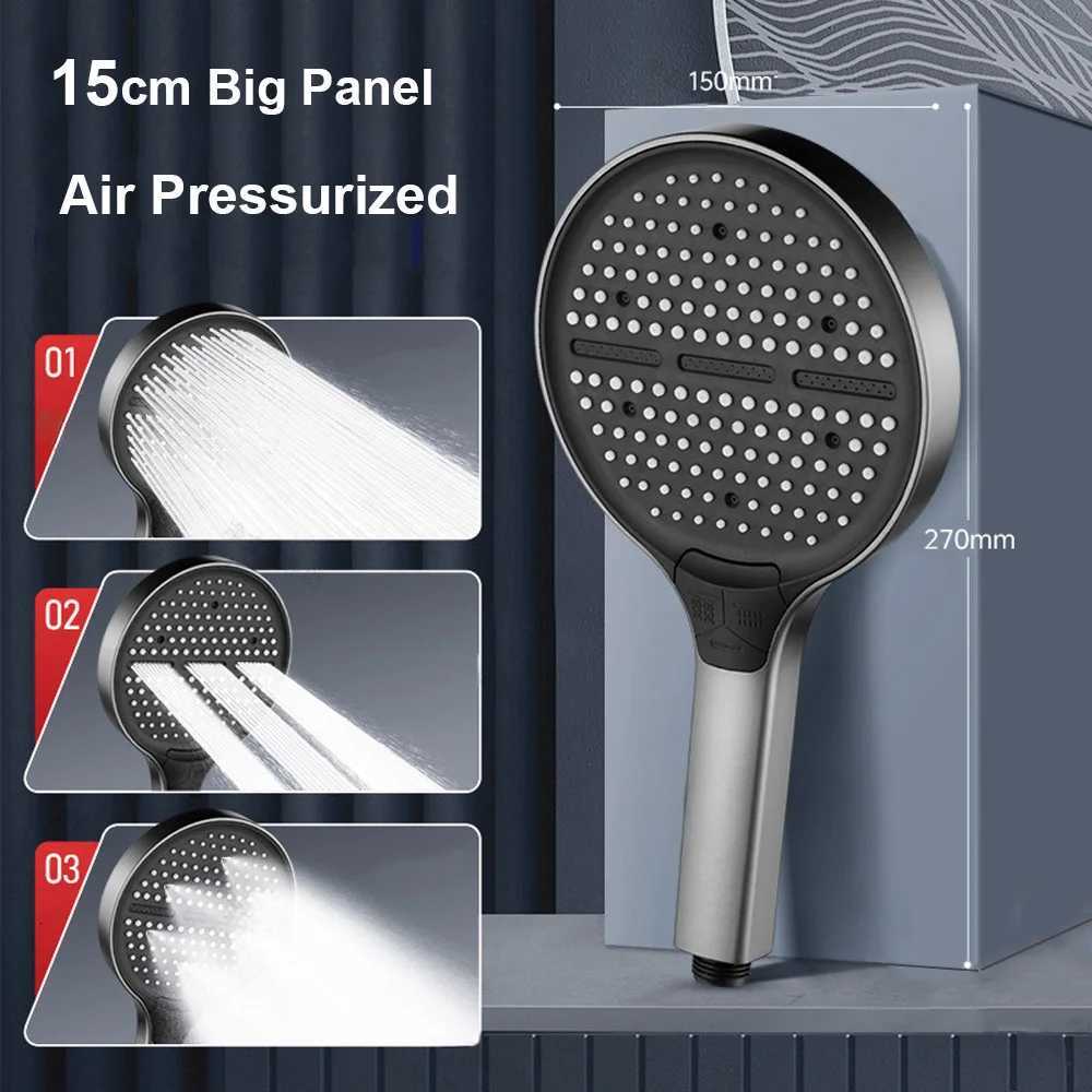 3 Modes Adjustable Shower Head High Pressure Water Saving Nozzles 15CM Big Panel Large Flow Handheld Shower Head for BathroomM251120