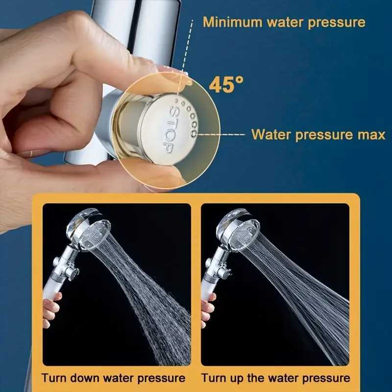 360 Handheld Rotating Turbine Fan Shower Head High Pressure Water Saving Spray Shower Filter Bathroom AccessoriesM251120