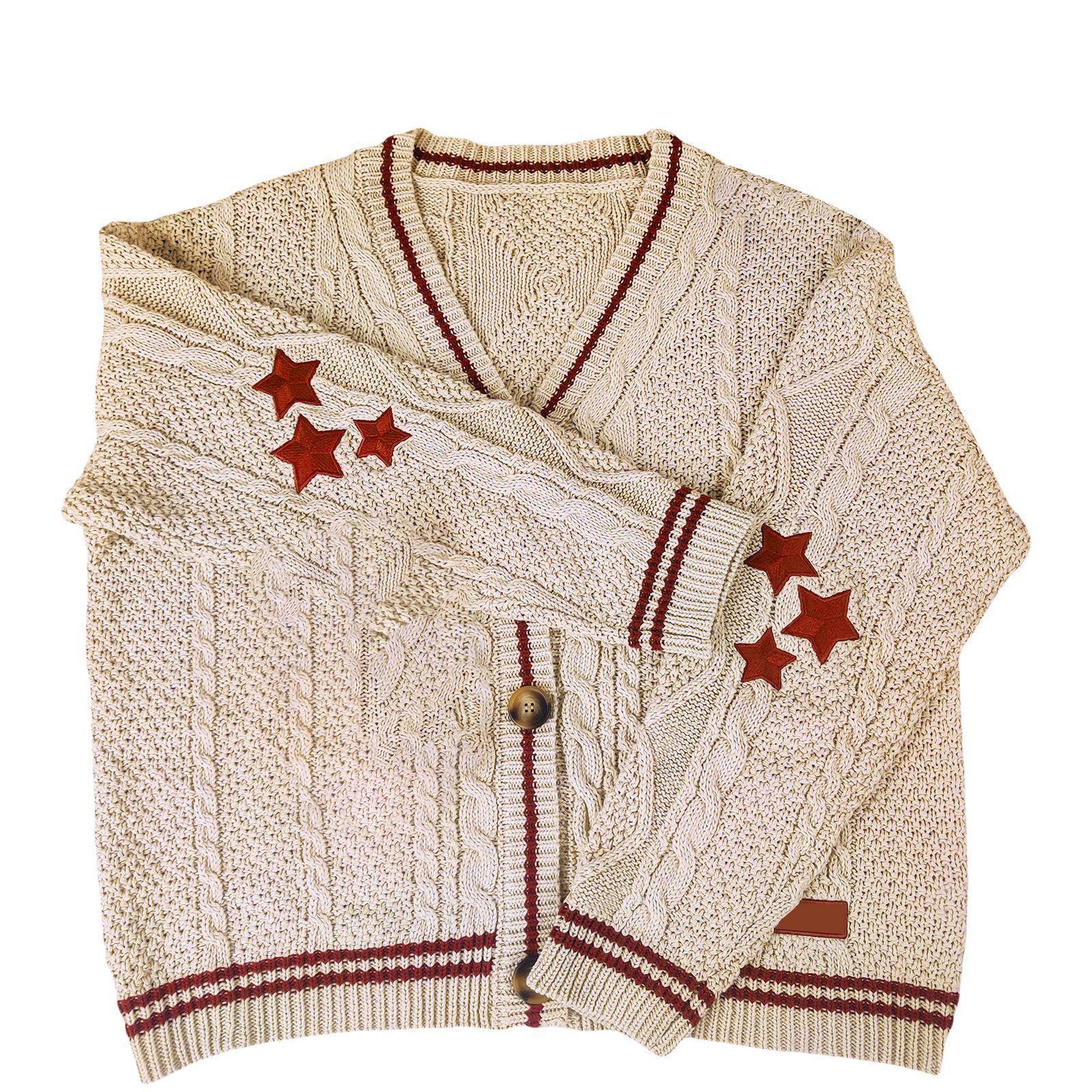 Women's Sweaters Christmas Tree Women Cardigan Autumn Winter Knitted Cardigans With Star Embroidery Holiday Sweater Folklore Tops Gift