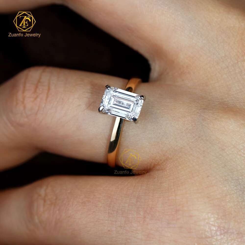 High Quality 14K 18K Gold Solitaire Jewelry IGI Certified CVD D VVS2 1.86CT Emerald Cut Lab Grown Diamond Engagement Ring