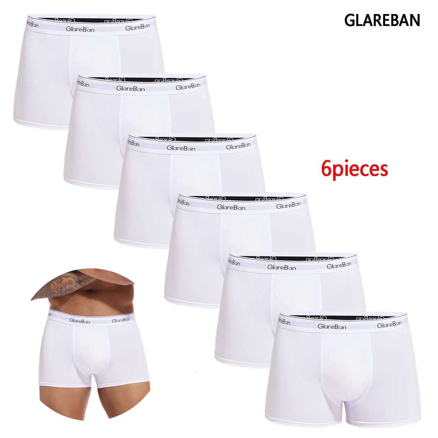 6pcs PaCK Brand White 2024 Men Panties PolyESTer Underwear Male Brand Boxer And Underpants For Homme Set Shorts Box SlipW251120