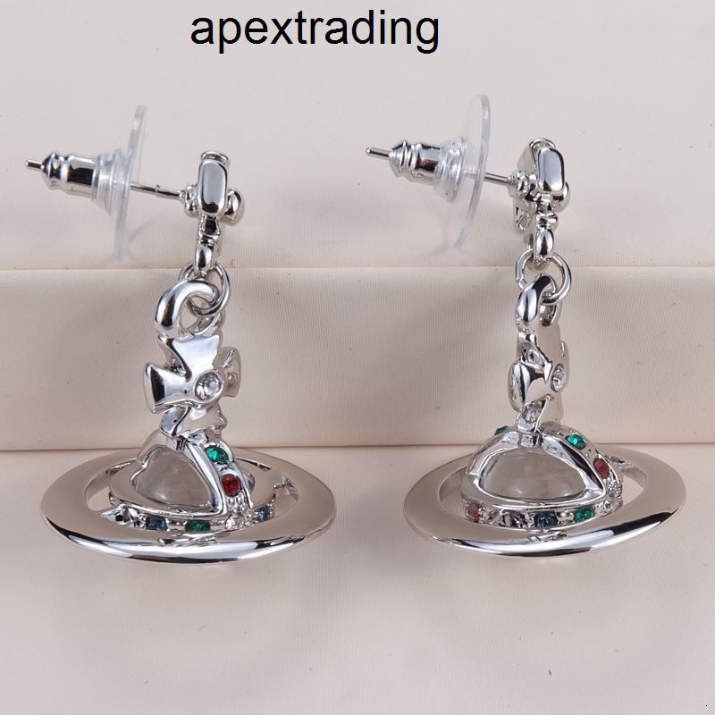 Vivienme''viviennenlies Designer Westwood Jewelry Western Empress Dowagers 3D Earth Planet Glass Bead Earrings Female Classic UFO P8UB