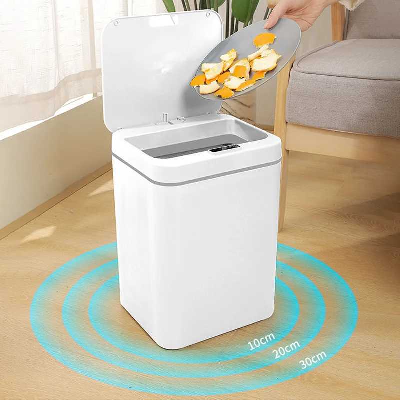 16L Smart Induction Trash Can USB Charging Rubbish Can HomeKitchen Touch Sensor Garbage Bucket Free 1 Rolls Of Garbage Bags C251120