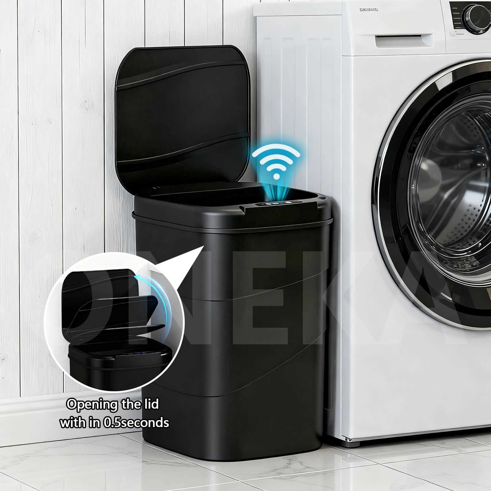 Touchless Auto Closing Smart Sensor Trash Can Battery Powered for Kitchen Bathroom Home and Office C251120