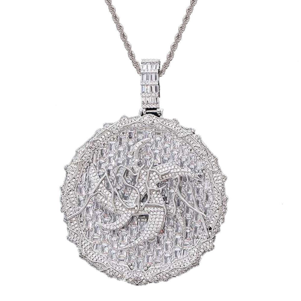 Luxury designer round cake Ice Out vvs Moissanite Necklace Men Women's Pendant 4mm Tennis necklace Pendant Free shipping